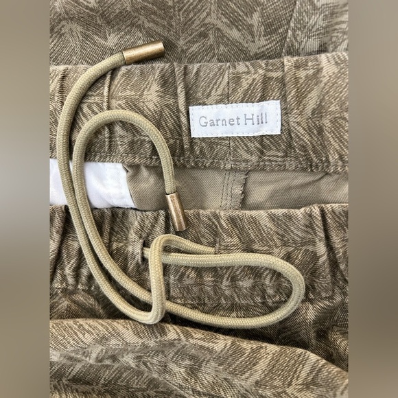 Garnet Hill Pima Cotton High Rise Herringbone Print Pull On Drawstring Pants - Picture 4 of 8